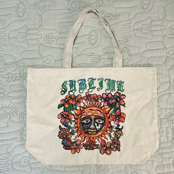 NWOT Sublime Canvas Farmers Market Graphic Tote Bag Purse - Picture 5 of 8